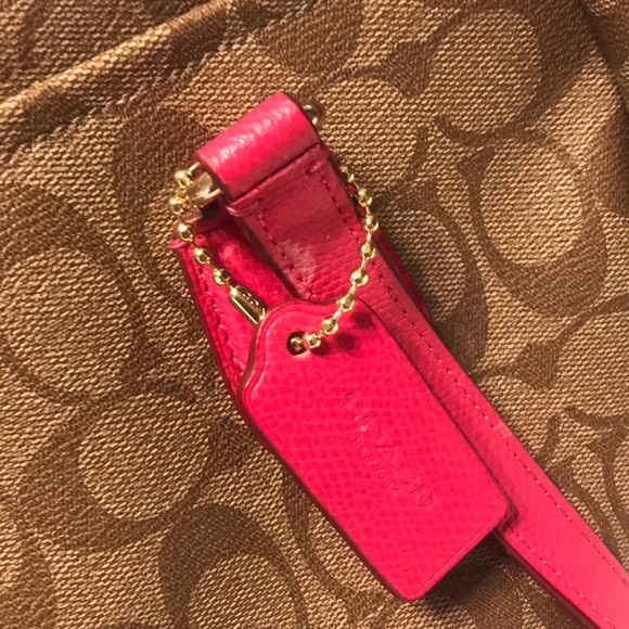 Coach Signature Saddle and Pink Coated Canvas Bag - Picture 8 of 16